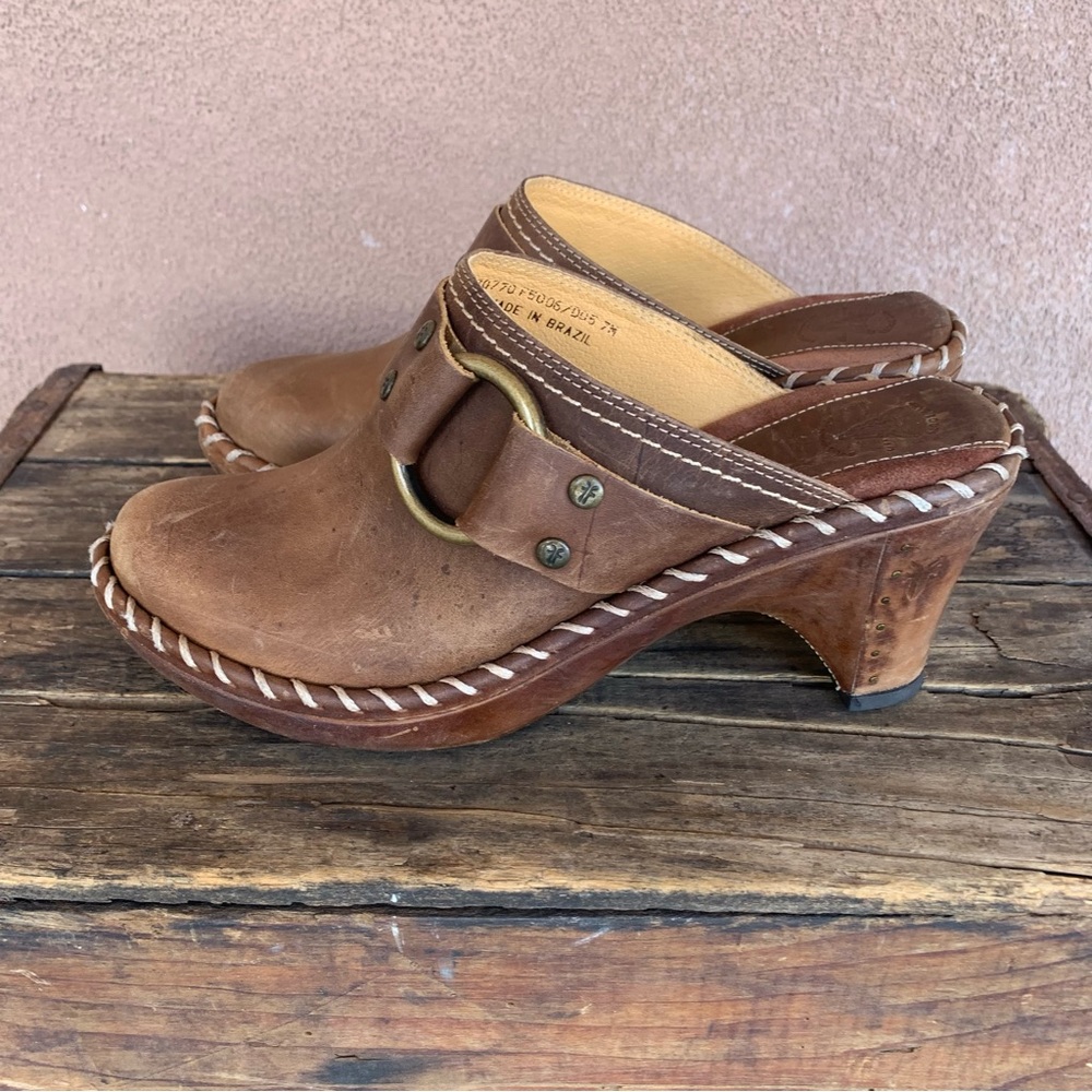 Frye Brown Leather Clogs/Mules - Picture 3 of 9